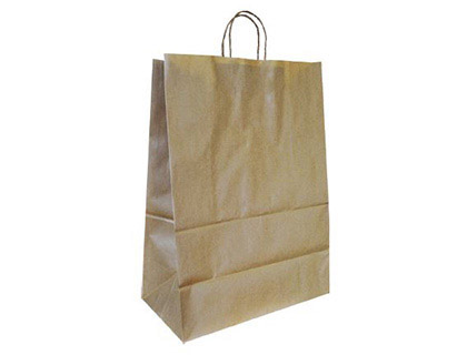 Bolsa Q-Connect kraft asa retorcida natural 240x100x310 mm.